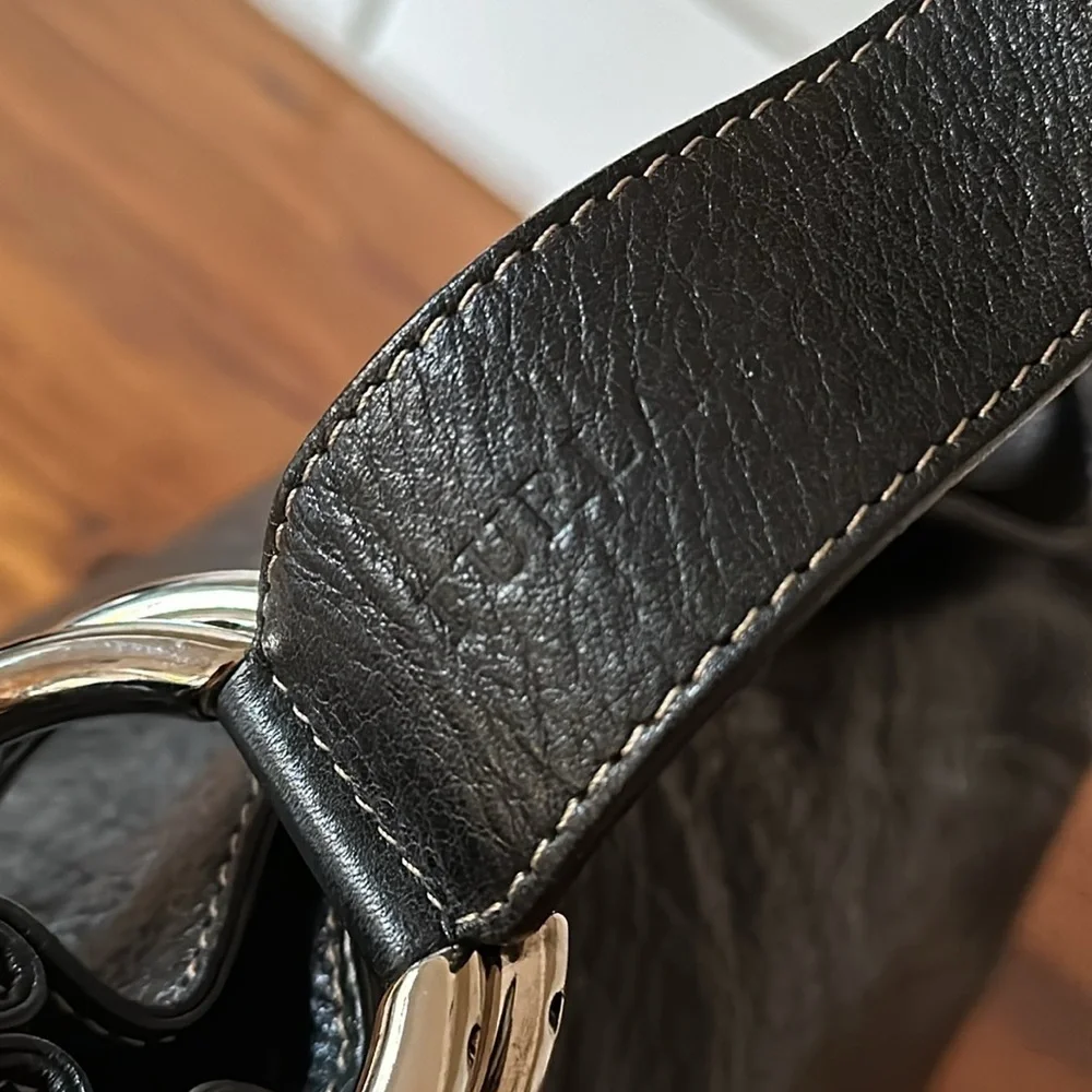 FURLA Black Pebbled Leather Hobo Bag